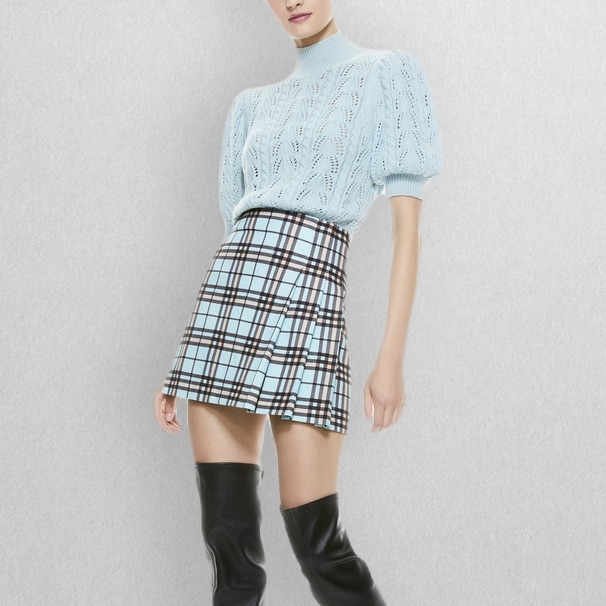 Alice + Olivia Blue Plaid Mini Skirt